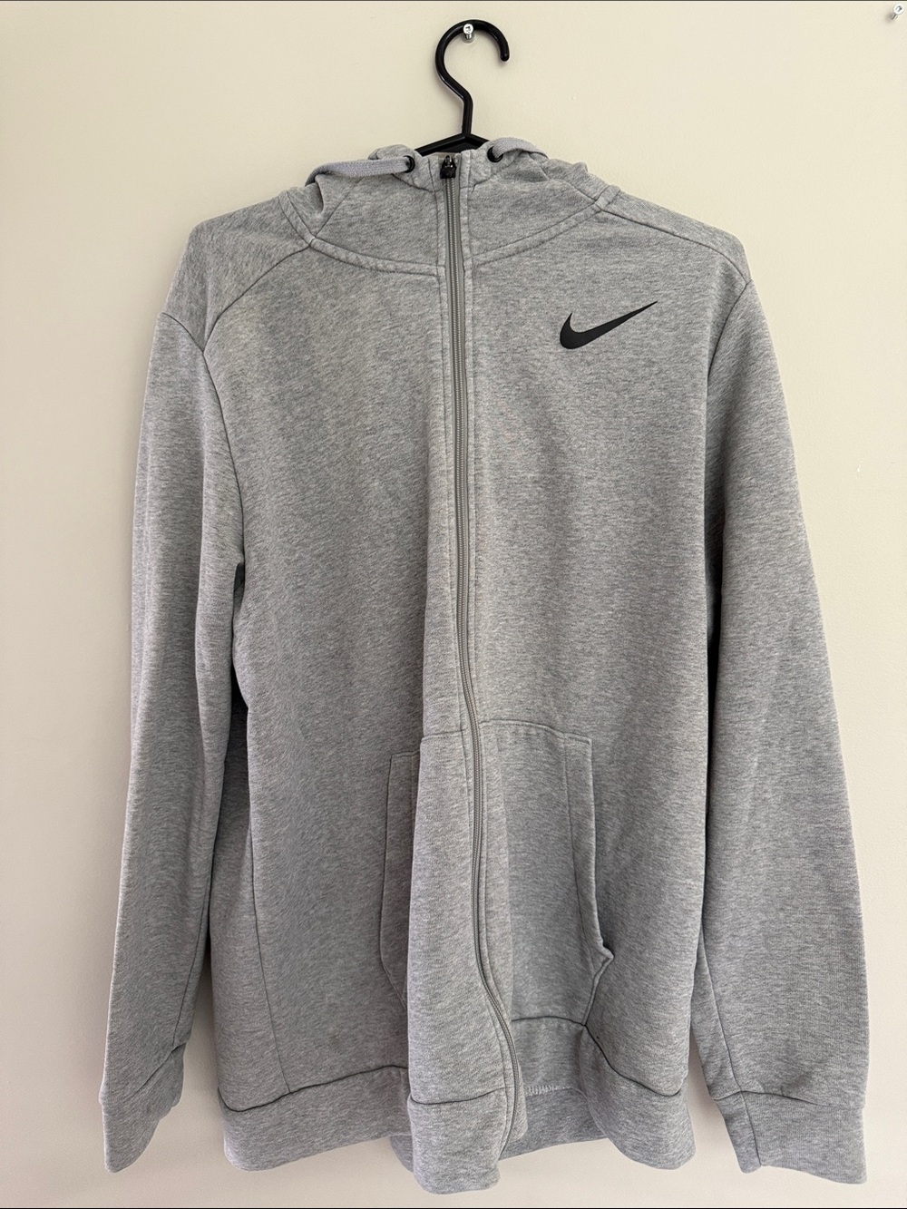 Nike Light Gray Full-Zip Performance Hoodie Jacket
